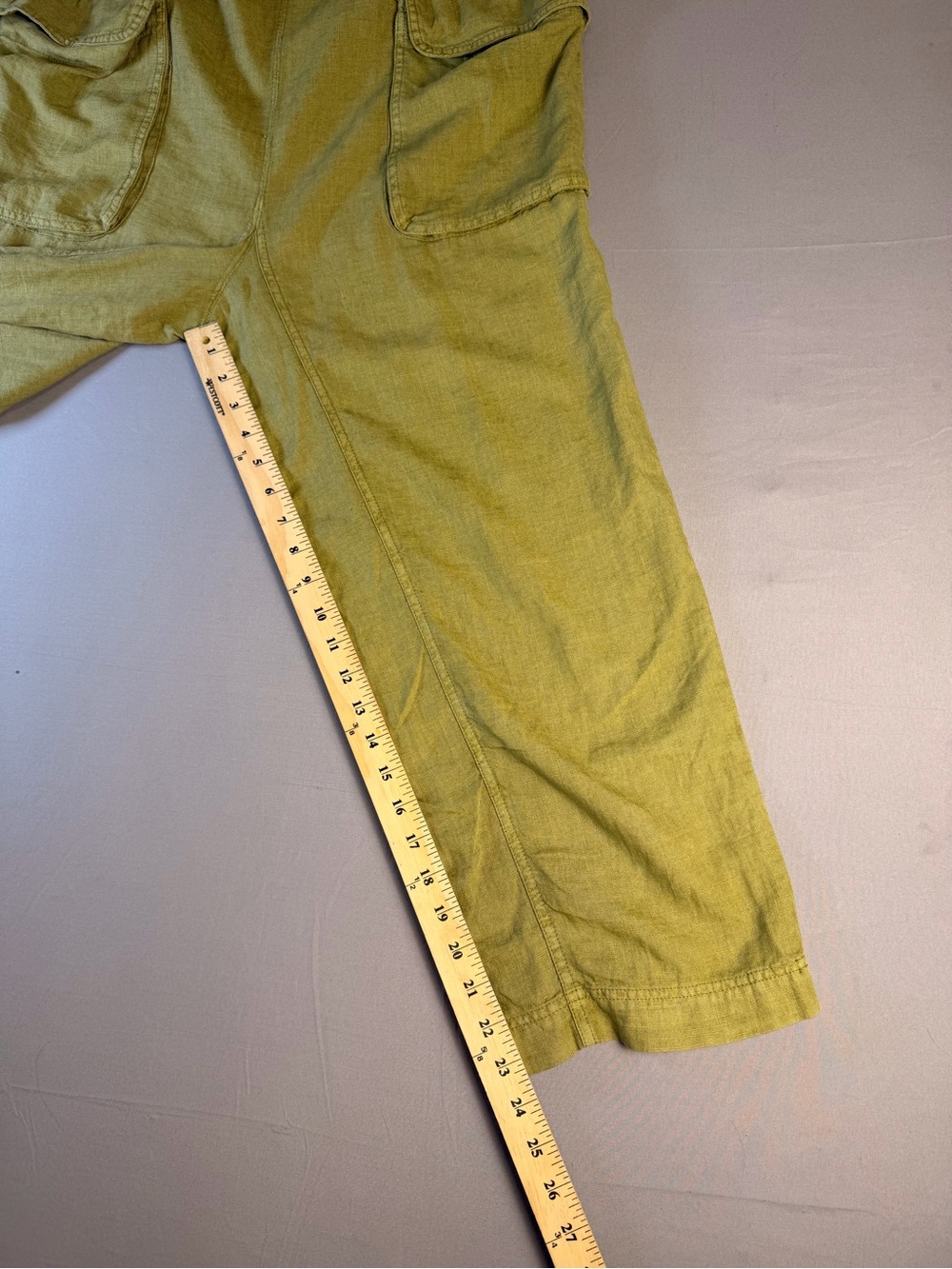 Like New Free People Olive Green Linen Jumpsuit with Front Pockets Size M - Picture 8 of 10